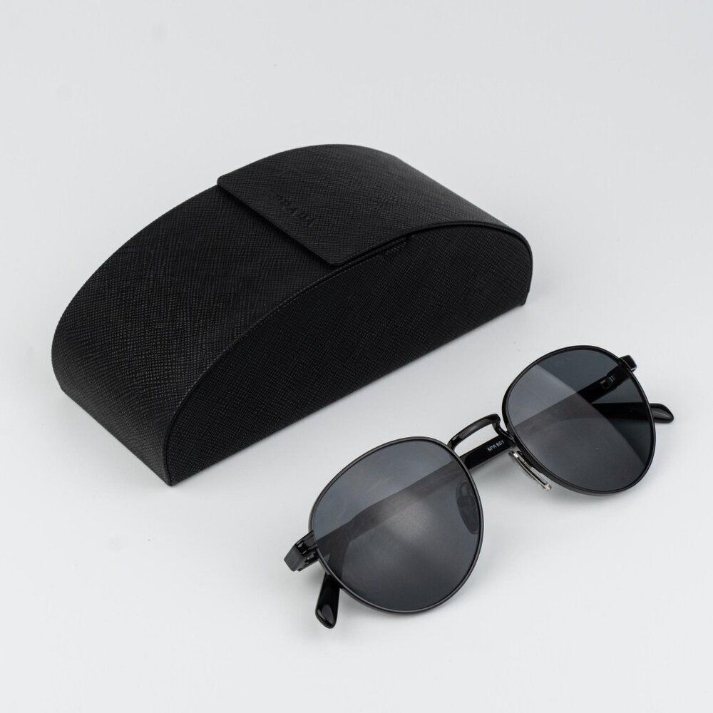 Prada Women Sunglasses Black Polarized Round PRB51S 1AB5Z1 NEW AUTHENTIC